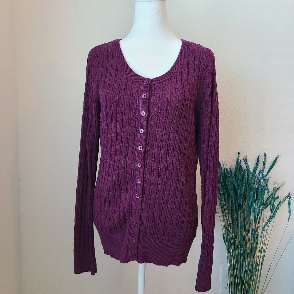 Eddie Bauer Purple Button Down Sweater